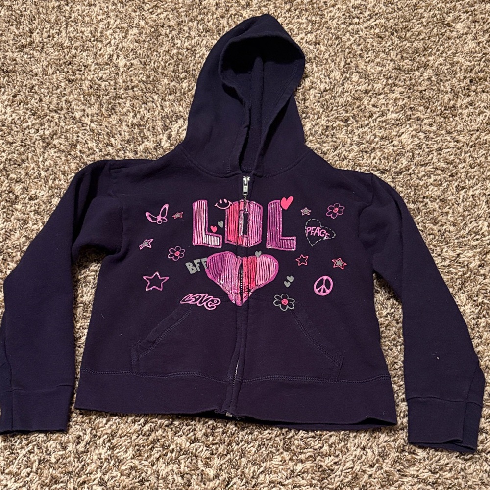 Kids Navy Hoodie with Pink Accents size medium